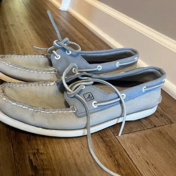 Sperry Light Blue and Gray Boat Shoes - Picture 2 of 4